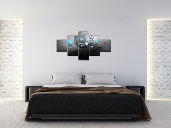 Obraz - světle modré abstraktní koule (125x70 cm)