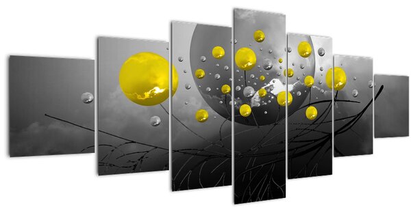 Obraz - žluté abstraktní koule (210x100 cm)