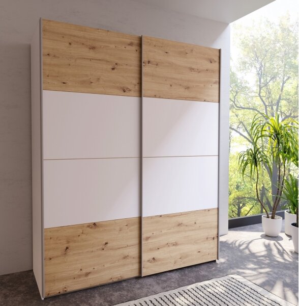 Šatní skříň KARO 170x210x61 cm bílá/dub artisan