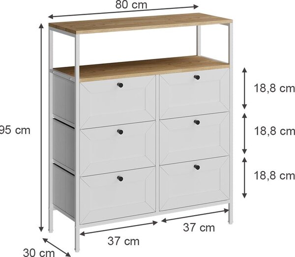 Komoda Vicco Belaro Bílá 80 x 95 cm 6 zásuvek, Model 51897