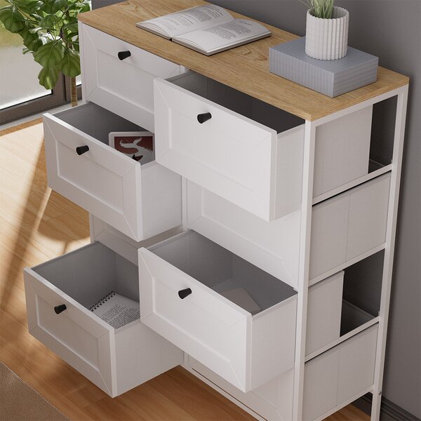 Komoda Vicco Belaro Bílá 80 x 95 cm s 8 zásuvkami, Model 51893