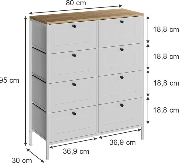 Komoda Vicco Belaro Bílá 80 x 95 cm s 8 zásuvkami, Model 51893