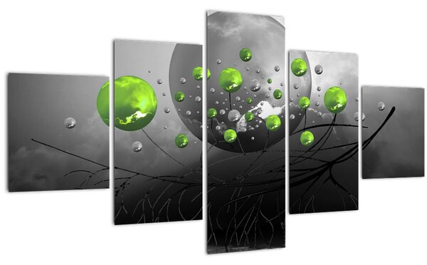 Obraz zelených abstraktních koulí (125x70 cm)