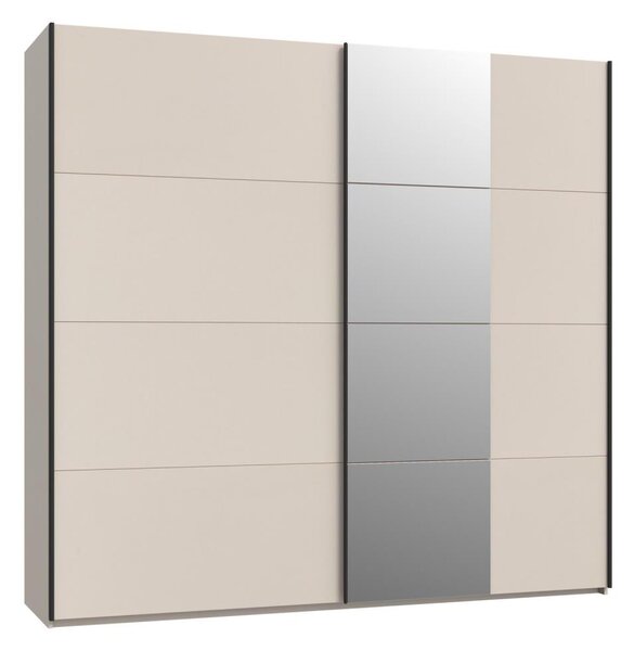 Šatní skříň se zrcadlem ODEN 220x210x61 cm béžová