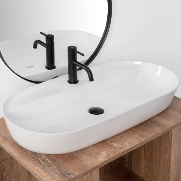 REA-U2541 - Umyvadlo na desku AURA 41x81 cm keramika/lesklá bílá