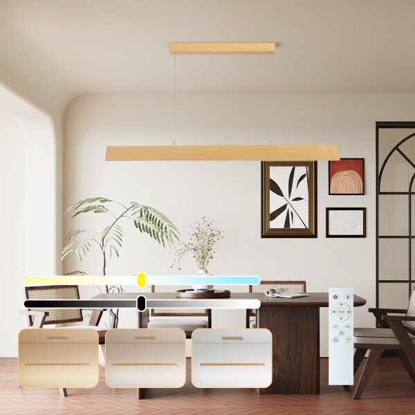 Brilagi - LED Stm. lustr na lanku SLIMLINE LED/40W/230V 3000-6000K dekor dubu+DO