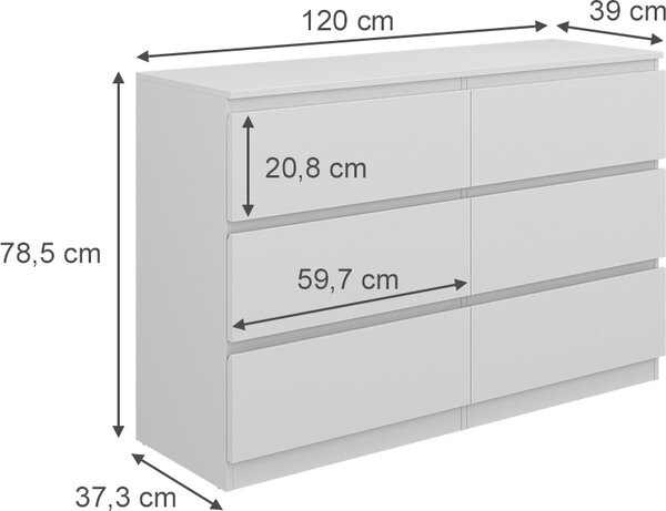 Komoda Vicco Calisto Bílá 39 x 78.5 cm, Model 41289