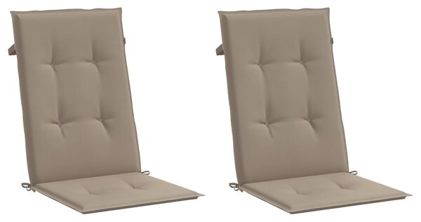 Podušky na židli vysoké opěradlo 2 ks taupe 120x50x3 cm textil