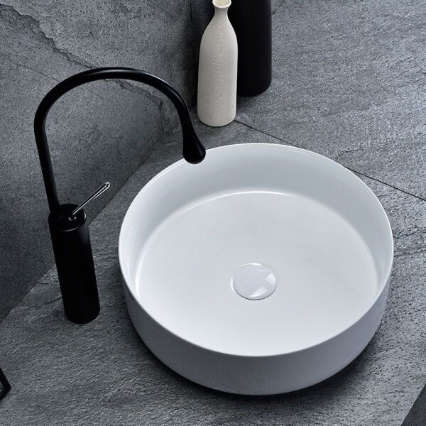 REA-U8493 - Umyvadlo na desku ELMA pr. 45 cm keramika/lesklá bílá