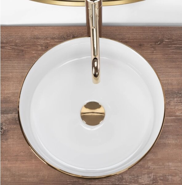 REA-U6630 - Umyvadlo na desku SAMI pr. 36 cm keramika/bílá/broušená zlatá