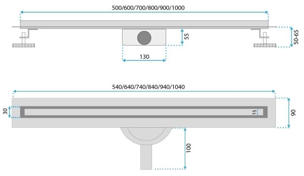 REA-G2710 - Odtokový žlab NEOX SLIM 80 cm nerezová ocel/černá