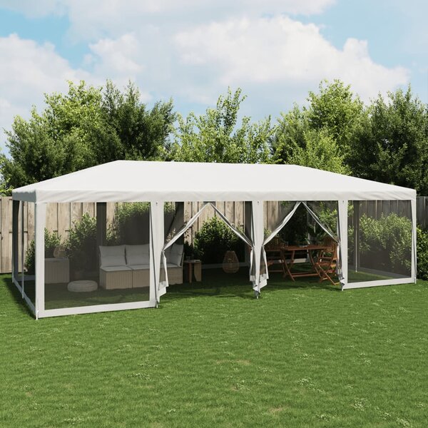 Party stan s 12 síťovanými bočnicemi bílý 8 x 4 m HDPE