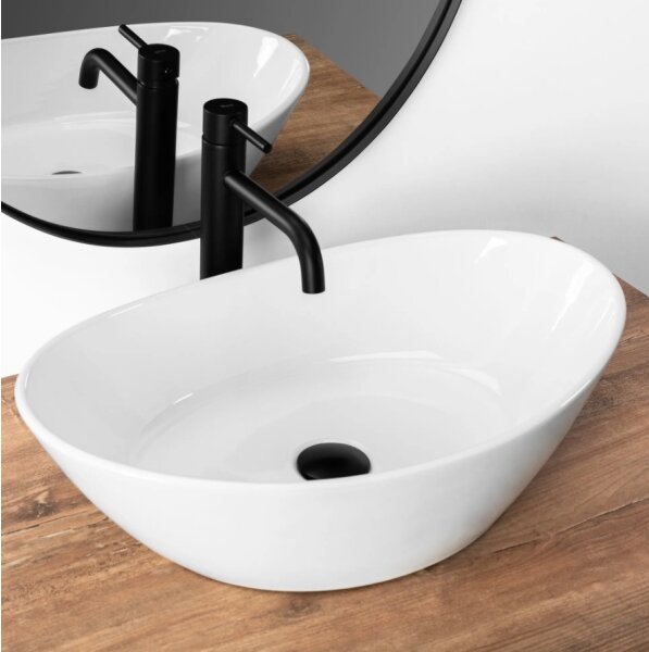 REA-U6801 - Umyvadlo na desku KATE 33,5x55,5 cm keramika/lesklá bílá
