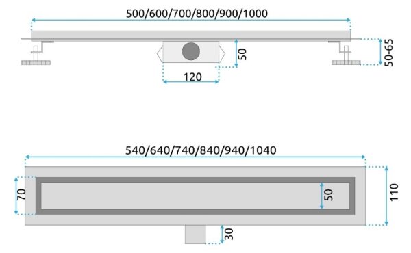 REA-G2562 - Odtokový žlab NEOX 70 cm nerezová ocel/zlatá
