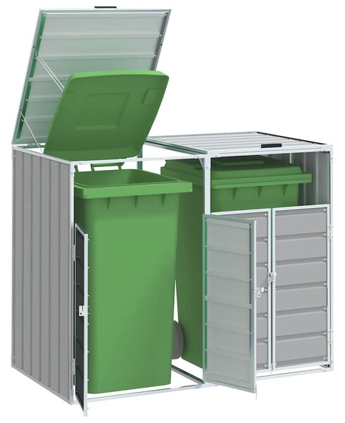 Box na 2 popelnice šedý 144 x 81 x 113 cm ocel