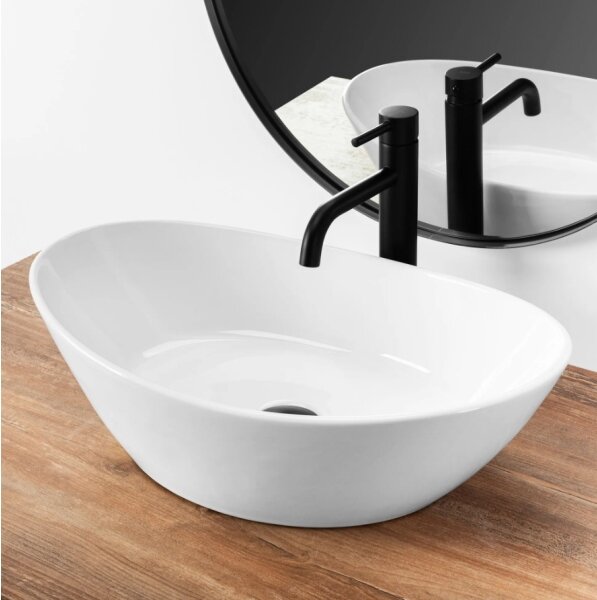 REA-U6801 - Umyvadlo na desku KATE 33,5x55,5 cm keramika/lesklá bílá