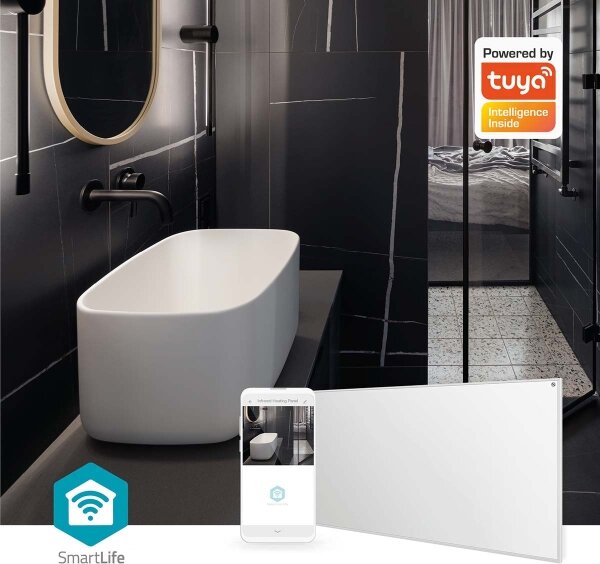 Nedis HTIP700WTW - Infr. topný panel 700W/230V/1xCR2025 120x62 cm WT IP44 + DO