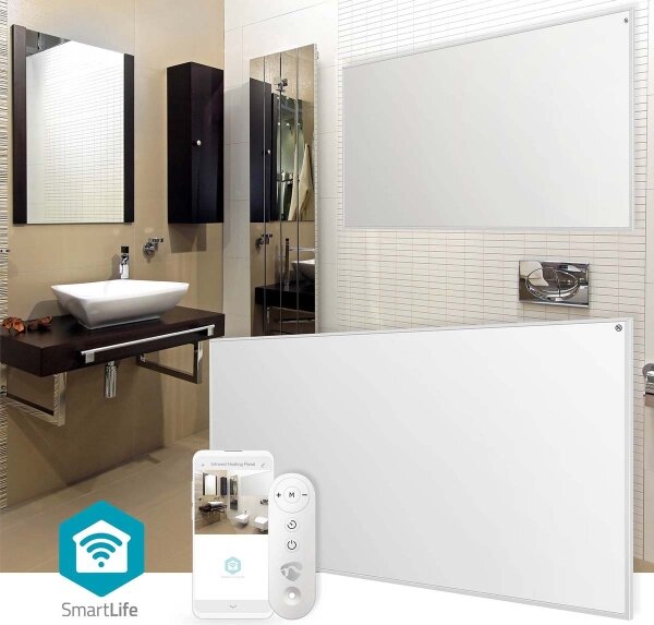 Nedis HTIP700WTW - Infr. topný panel 700W/230V/1xCR2025 120x62 cm WT IP44 + DO