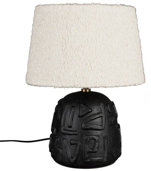 Černobílá bouclé stolní lampa DUTCHBONE RENZO