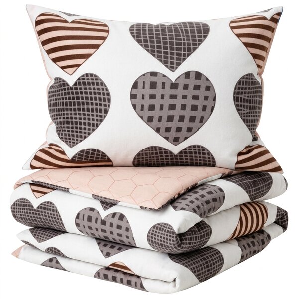 Flanelové povlečení z mikrovlákna STRIPE HEART barevné Rozměr povlečení: 70 x 90 cm | 140 x 200 cm