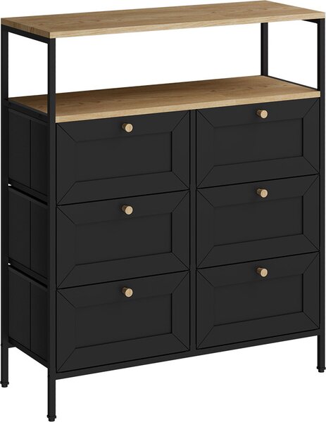 Komoda Vicco Belaro Černá 80 x 95 cm se 6 zásuvkami, Model 51891