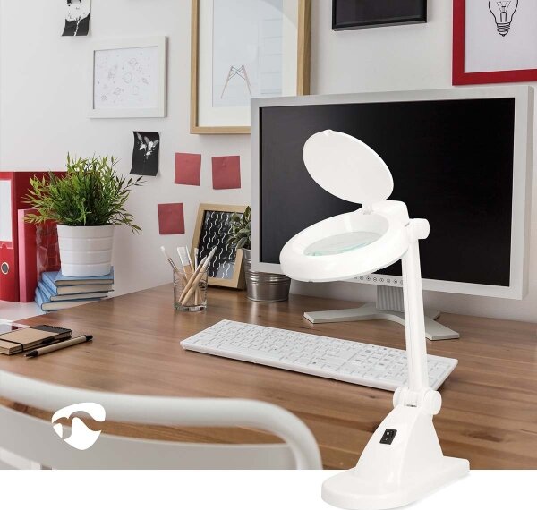 Nedis MAGLE1WT - LED Stolní lampa s lupou LED/6W/230V bílá