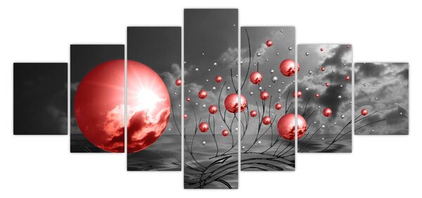 Obraz červených koulí (210x100 cm)