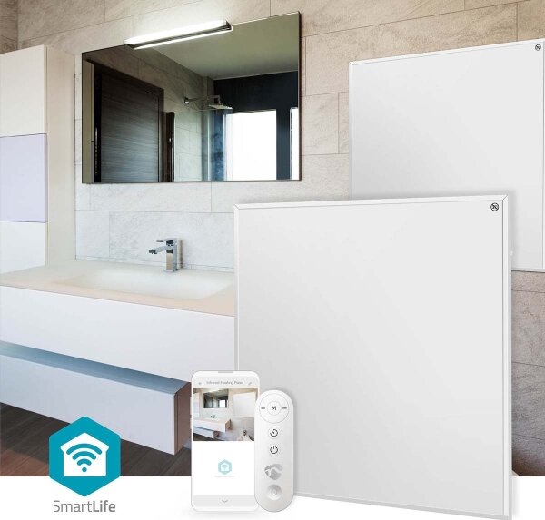 Nedis HTIP350WTW - Infr. topný panel 350W/230V/1xCR2025 59,8x62 cm WT IP44 + DO
