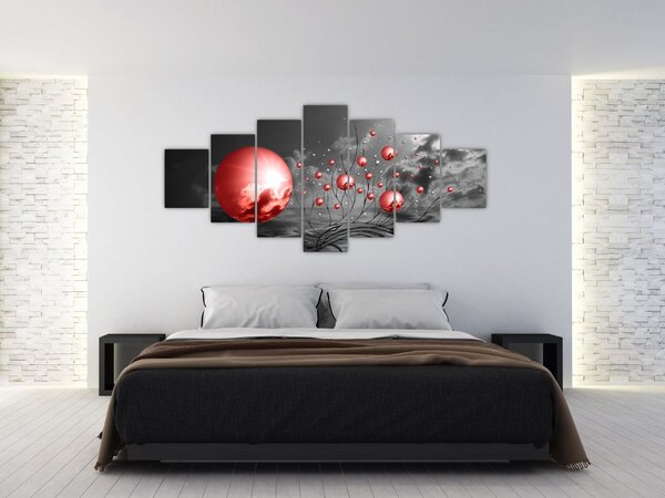 Obraz červených koulí (210x100 cm)