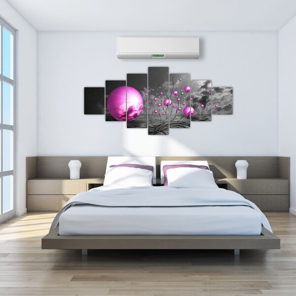 Obraz růžových koulí (210x100 cm)