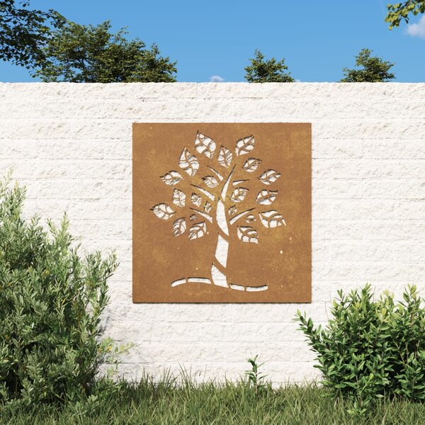Zahradní nástěnná dekorace 55 x 55 cm cortenová ocel Strom