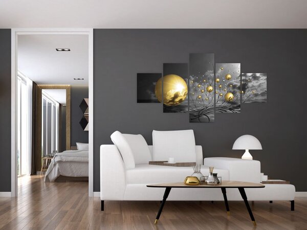Obraz okrových koulí (125x70 cm)