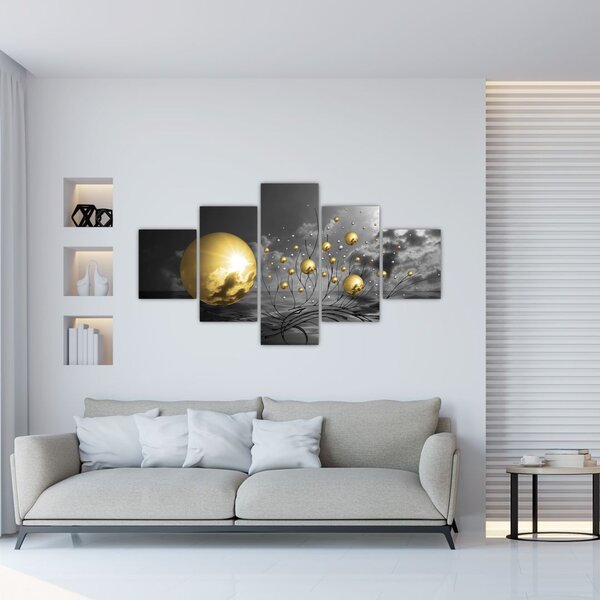 Obraz okrových koulí (125x70 cm)