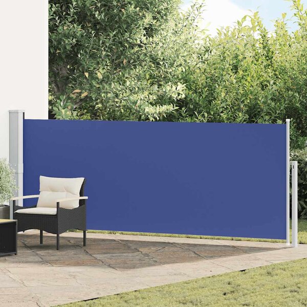 Zatahovací boční markýza/zástěna na terasu 140 x 500 cm modrá