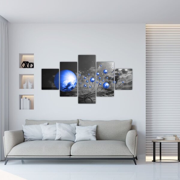 Obraz tmavé modrých koulí (125x70 cm)