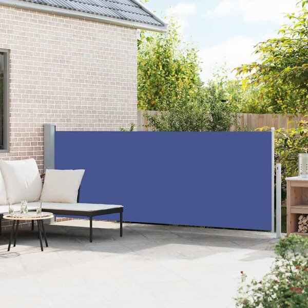 Zatahovací boční markýza/zástěna na terasu 140 x 500 cm modrá