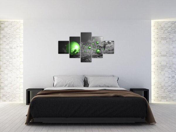 Obraz zelených abstraktních koulí (125x70 cm)