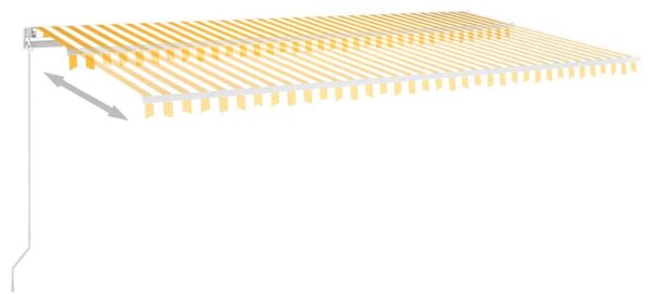 Ručně zatahovací markýza s LED světlem 600 x 350 cm žlutobílá