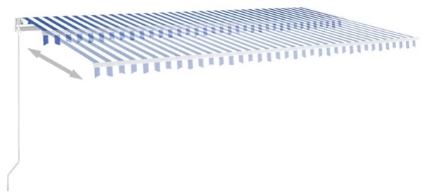 Ručně zatahovací markýza s LED světlem 600 x 350 cm modrobílá