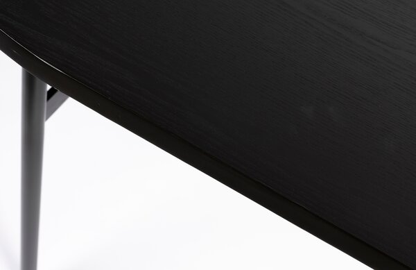 White Label Černý lakovaný oválný jídelní stůl WLL MARCIO 180 x 80 cm