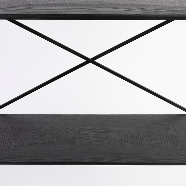 White Label Černý lakovaný regál WLL MARCIO 120 x 80 cm