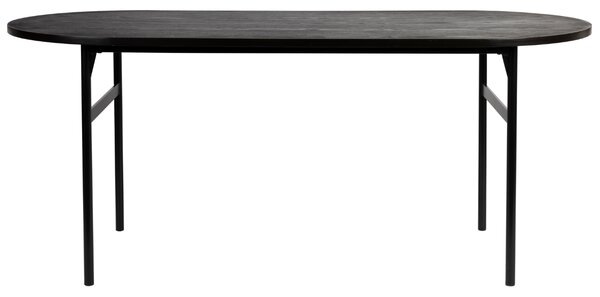 White Label Černý lakovaný oválný jídelní stůl WLL MARCIO 180 x 80 cm