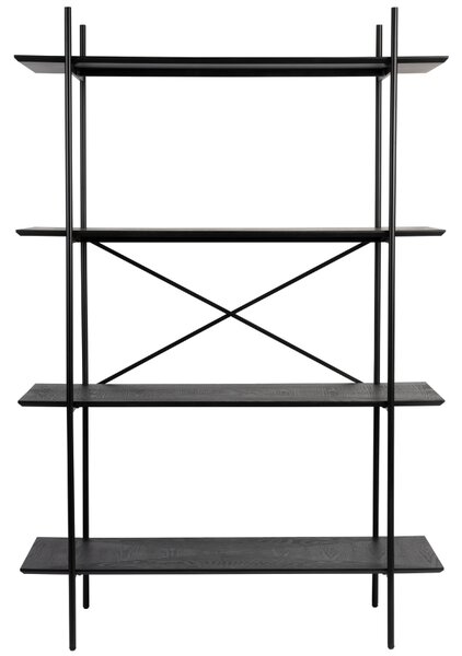 White Label Černý lakovaný regál WLL MARCIO 120 x 80 cm