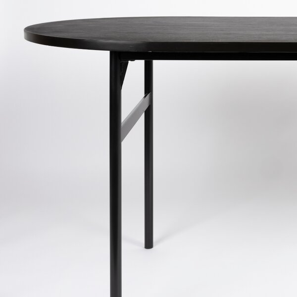 White Label Černý lakovaný oválný jídelní stůl WLL MARCIO 180 x 80 cm