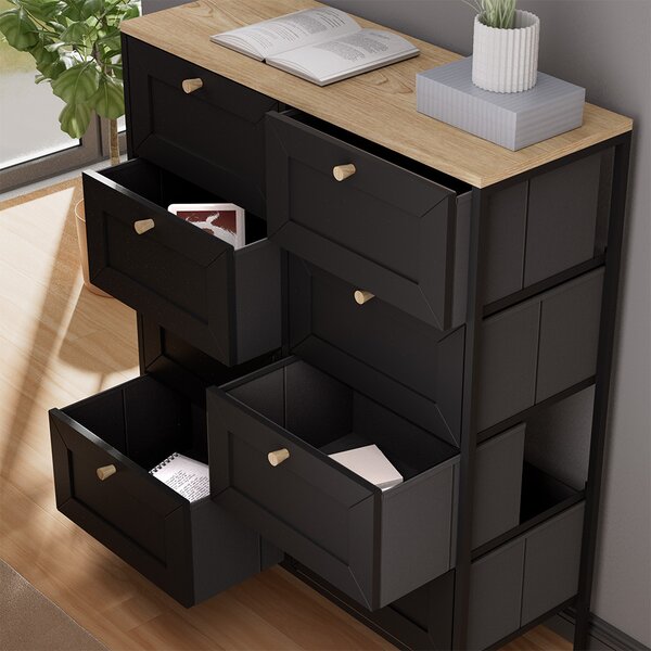 Komoda Vicco Belaro Černá 80 x 95 cm s 8 zásuvkami, Model 51899