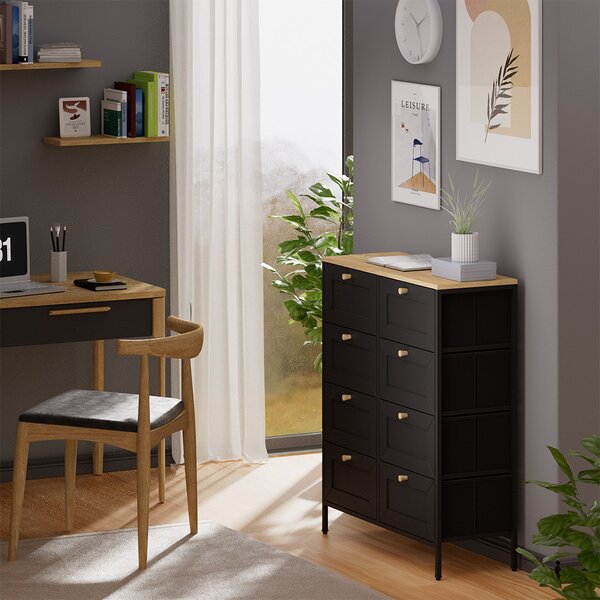 Komoda Vicco Belaro Černá 80 x 95 cm s 8 zásuvkami, Model 51899
