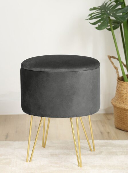 Ak furniture Taburet Lili s úložným prostorem šedý