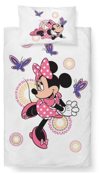 Carbotex Povlečení bavlna do postýlky Minnie a Motýlci 100x135, 40x60 cm