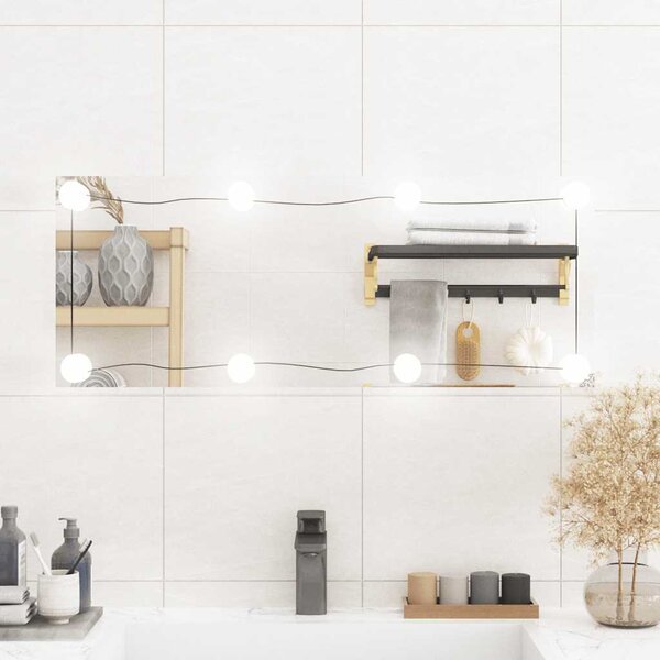 Nástěnné zrcadlo s LED osvětlením 30 x 80 cm sklo obdélníkové
