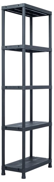 Skladové regály 5 ks černé 125 kg 60 x 30 x 180 cm plastové